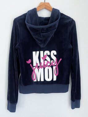 Vintage Juicy Couture Kiss Moi Velour Tracksuit Set Navy Pink L Y2K